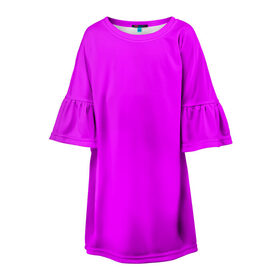 Детское платье 3D с принтом Маджента (без рисунка) в Новосибирске, 100% полиэстер | прямой силуэт, чуть расширенный к низу. Круглая горловина, на рукавах — воланы | Тематика изображения на принте: маджента | однотонный | пурпурный | розовый | фиолетовый | фуксия | цвет