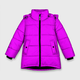 Зимняя куртка для девочек 3D с принтом Маджента (без рисунка) в Новосибирске, ткань верха — 100% полиэстер; подклад — 100% полиэстер, утеплитель — 100% полиэстер. | длина ниже бедра, удлиненная спинка, воротник стойка и отстегивающийся капюшон. Есть боковые карманы с листочкой на кнопках, утяжки по низу изделия и внутренний карман на молнии. 

Предусмотрены светоотражающий принт на спинке, радужный светоотражающий элемент на пуллере молнии и на резинке для утяжки. | Тематика изображения на принте: маджента | однотонный | пурпурный | розовый | фиолетовый | фуксия | цвет