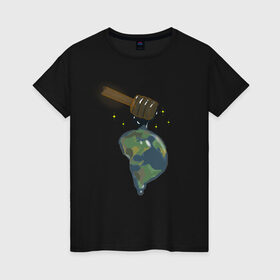 Женская футболка хлопок с принтом Сотворение мира в Новосибирске, 100% хлопок | прямой крой, круглый вырез горловины, длина до линии бедер, слегка спущенное плечо | space | земля | космос | мёд | планета | путешествия