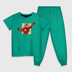 Детская пижама хлопок с принтом Флэш в Новосибирске, 100% хлопок |  брюки и футболка прямого кроя, без карманов, на брюках мягкая резинка на поясе и по низу штанин
 | barry allen | the flash | vdzabma | барри аллен | флэш
