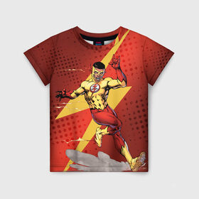 Детская футболка 3D с принтом Kid Flash в Новосибирске, 100% гипоаллергенный полиэфир | прямой крой, круглый вырез горловины, длина до линии бедер, чуть спущенное плечо, ткань немного тянется | kid flash | the flash | vdzabma | wally west | кид флэш | уолли уэст | флэш