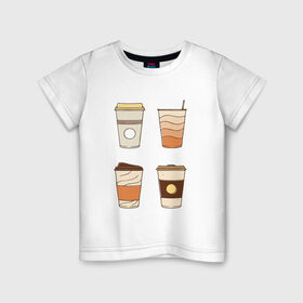 Детская футболка хлопок с принтом Кофеин its my life в Новосибирске, 100% хлопок | круглый вырез горловины, полуприлегающий силуэт, длина до линии бедер | американо | капучино | кофе | латте | напиток | эспрессо