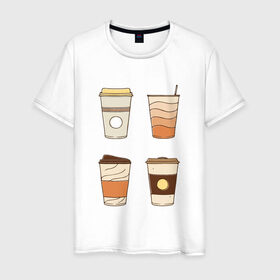 Мужская футболка хлопок с принтом Кофеин its my life в Новосибирске, 100% хлопок | прямой крой, круглый вырез горловины, длина до линии бедер, слегка спущенное плечо. | американо | капучино | кофе | латте | напиток | эспрессо