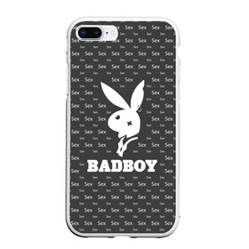 Чехол для iPhone 7Plus/8 Plus матовый с принтом BADBOY (плохой мальчик) в Новосибирске, Силикон | Область печати: задняя сторона чехла, без боковых панелей | erotic | femdom | love | playboy | для влюбленных | любовь | плейбой | подарок любви | поцелуй | романтика | садо мазо | свидание | страсть | фемдом 