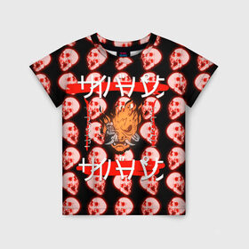 Детская футболка 3D с принтом CyberPunk Самурай в неоне в Новосибирске, 100% гипоаллергенный полиэфир | прямой крой, круглый вырез горловины, длина до линии бедер, чуть спущенное плечо, ткань немного тянется | cyberpunk | samurai | банда | киберпанк | найт сити | неон | самурай | черепа