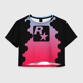 Женская футболка Crop-top 3D с принтом ROCK STAR GAMES в Новосибирске, 100% полиэстер | круглая горловина, длина футболки до линии талии, рукава с отворотами | game | gamer | rdr2 | red dead redemption 2 | rockstar studios | игры