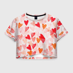 Женская футболка Crop-top 3D с принтом Ванильные сердечки в Новосибирске, 100% полиэстер | круглая горловина, длина футболки до линии талии, рукава с отворотами | 14 февраля | 8 марта | love | девочки | день святого валентина | женская | любовь | подружке | сердечки