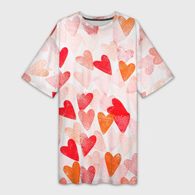 Платье-футболка 3D с принтом Ванильные сердечки в Новосибирске,  |  | 14 февраля | 8 марта | love | девочки | день святого валентина | женская | любовь | подружке | сердечки