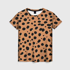 Женская футболка 3D с принтом Леопард в Новосибирске, 100% полиэфир ( синтетическое хлопкоподобное полотно) | прямой крой, круглый вырез горловины, длина до линии бедер | киса | кисуля | кот | котёнок | коты | кошечка | кошка | кошки | леопард | текстура | тигр | тигрица