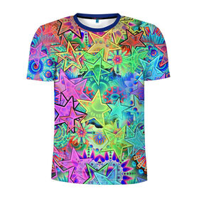 Мужская футболка 3D спортивная с принтом Цветные звезды в Новосибирске, 100% полиэстер с улучшенными характеристиками | приталенный силуэт, круглая горловина, широкие плечи, сужается к линии бедра | kaleidoscope | pattern | polyscape | space | textures | tie dye | абстракт | волны | вселенная | геометрия | звезды | каледоскоп | космос | паттерн | полигон | полискейп | природа | разводы | тай дай | текстура | текстуры | узор