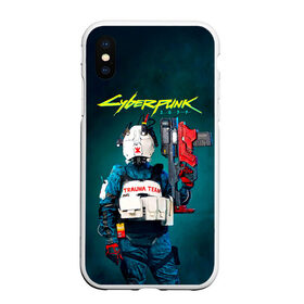 Чехол для iPhone XS Max матовый с принтом TRAUMA TEAM Cyberpunk 2077 в Новосибирске, Силикон | Область печати: задняя сторона чехла, без боковых панелей | cyberpunk 2077 | hacker | maelstrom | militech | quadra | samurai | sci fi | technology | trauma team | v | будущее | игра | иероглифы | киану ривз | кибер | киберпанк | киборг | киборги | корпорация | лого | милитек | панк | роботы | самурай | т