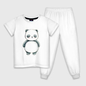 Детская пижама хлопок с принтом Панда в Новосибирске, 100% хлопок |  брюки и футболка прямого кроя, без карманов, на брюках мягкая резинка на поясе и по низу штанин
 | косолапый | медведь | медвежонок | черно белый