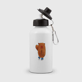 Бутылка спортивная с принтом Мишка в Новосибирске, металл | емкость — 500 мл, в комплекте две пластиковые крышки и карабин для крепления | дикий зверь | животное | зимняя спячка | медведь | мишка