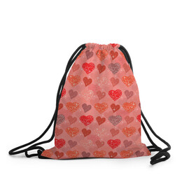 Рюкзак-мешок 3D с принтом Сердечки в Новосибирске, 100% полиэстер | плотность ткани — 200 г/м2, размер — 35 х 45 см; лямки — толстые шнурки, застежка на шнуровке, без карманов и подкладки | 14 февраля | 8 марта | love | девочки | день святого валентина | женская | любовь | подружке | сердечки