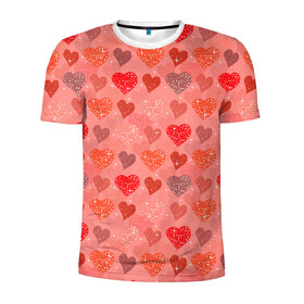 Мужская футболка 3D спортивная с принтом Сердечки в Новосибирске, 100% полиэстер с улучшенными характеристиками | приталенный силуэт, круглая горловина, широкие плечи, сужается к линии бедра | 14 февраля | 8 марта | love | девочки | день святого валентина | женская | любовь | подружке | сердечки