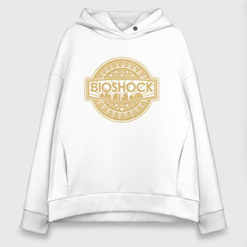 Женское худи Oversize хлопок с принтом Bioshock Golden Logo в Новосибирске, френч-терри — 70% хлопок, 30% полиэстер. Мягкий теплый начес внутри —100% хлопок | боковые карманы, эластичные манжеты и нижняя кромка, капюшон на магнитной кнопке | bioshock infinite | little sister | биошок | большой папочка | винтаж | ретро | сестра