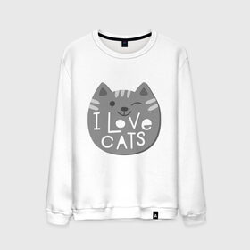 Мужской свитшот хлопок с принтом I love cats в Новосибирске, 100% хлопок |  | animal | cat | i love cats | животное | зверь | кот | кошка | надписи | я люблю кошек
