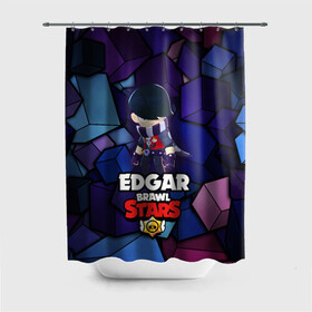 Штора 3D для ванной с принтом BRAWL STARS EDGAR. в Новосибирске, 100% полиэстер | плотность материала — 100 г/м2. Стандартный размер — 146 см х 180 см. По верхнему краю — пластиковые люверсы для креплений. В комплекте 10 пластиковых колец | 8 bit | brawl stars | byron | colette | crow | edgar | gale | leon | max | mr.p | sally leon | shark | virus 8 bit | werewolf leon | акула | байрон | берли | бравл старс | ворон | коллет | макс | оборотень | эдгар