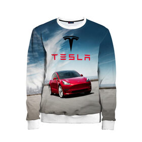 Детский свитшот 3D с принтом Tesla Model 3 в Новосибирске, 100% полиэстер | свободная посадка, прямой крой, мягкая тканевая резинка на рукавах и понизу свитшота | 3 | america | auto | car | electric | elon | model | motors | musk | tesla | usa | vehicle | авто | америка | илон | маск | модель | сша | тесла | электромобиль