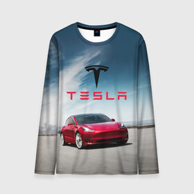 Мужской лонгслив 3D с принтом Tesla Model 3 в Новосибирске, 100% полиэстер | длинные рукава, круглый вырез горловины, полуприлегающий силуэт | Тематика изображения на принте: 3 | america | auto | car | electric | elon | model | motors | musk | tesla | usa | vehicle | авто | америка | илон | маск | модель | сша | тесла | электромобиль