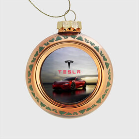 Стеклянный ёлочный шар с принтом Tesla Roadster в Новосибирске, Стекло | Диаметр: 80 мм | america | auto | car | electric | elon | motors | musk | roadster | tesla | usa | vehicle | авто | америка | илон | маск | модель | сша | тесла | электромобиль