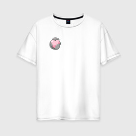 Женская футболка хлопок Oversize с принтом Ламантин в Новосибирске, 100% хлопок | свободный крой, круглый ворот, спущенный рукав, длина до линии бедер
 | ламантин | любовь | мило | парная | сердечко | сердце