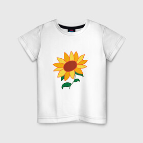 Детская футболка хлопок с принтом Подсолнух в Новосибирске, 100% хлопок | круглый вырез горловины, полуприлегающий силуэт, длина до линии бедер | ai ooto | sun flower | sunflower | wonder egg priority | ай ото | подсолнух | приоритет чудо яйца