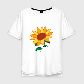Мужская футболка хлопок Oversize с принтом Подсолнух в Новосибирске, 100% хлопок | свободный крой, круглый ворот, “спинка” длиннее передней части | ai ooto | sun flower | sunflower | wonder egg priority | ай ото | подсолнух | приоритет чудо яйца