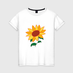 Женская футболка хлопок с принтом Подсолнух в Новосибирске, 100% хлопок | прямой крой, круглый вырез горловины, длина до линии бедер, слегка спущенное плечо | ai ooto | sun flower | sunflower | wonder egg priority | ай ото | подсолнух | приоритет чудо яйца