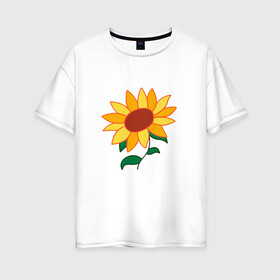 Женская футболка хлопок Oversize с принтом Подсолнух в Новосибирске, 100% хлопок | свободный крой, круглый ворот, спущенный рукав, длина до линии бедер
 | ai ooto | sun flower | sunflower | wonder egg priority | ай ото | подсолнух | приоритет чудо яйца