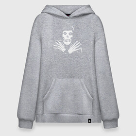 Худи SuperOversize хлопок с принтом Misfits logo в Новосибирске, 70% хлопок, 30% полиэстер, мягкий начес внутри | карман-кенгуру, эластичная резинка на манжетах и по нижней кромке, двухслойный капюшон
 | bones | death | group | guitar | logotype | misfits | rock | skeletone | skull | teeth | гитара | группа | зубы | кости | лого | мисфитс | неприкачнные | отбросы | рок | скелет | череп