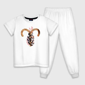 Детская пижама хлопок с принтом Овен в Новосибирске, 100% хлопок |  брюки и футболка прямого кроя, без карманов, на брюках мягкая резинка на поясе и по низу штанин
 | астрология | знаки зодиака | зодиак | золото | созвездие | цикл