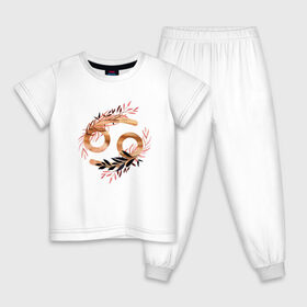 Детская пижама хлопок с принтом Рак в Новосибирске, 100% хлопок |  брюки и футболка прямого кроя, без карманов, на брюках мягкая резинка на поясе и по низу штанин
 | Тематика изображения на принте: астрология | знаки зодиака | зодиак | золото | созвездие | цикл