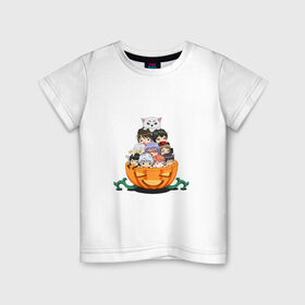 Детская футболка хлопок с принтом Gintama Chibi в Новосибирске, 100% хлопок | круглый вырез горловины, полуприлегающий силуэт, длина до линии бедер | Тематика изображения на принте: anime | ginatama | manga | аниме | гинтама | друзья | манга