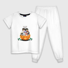Детская пижама хлопок с принтом Gintama Chibi в Новосибирске, 100% хлопок |  брюки и футболка прямого кроя, без карманов, на брюках мягкая резинка на поясе и по низу штанин
 | Тематика изображения на принте: anime | ginatama | manga | аниме | гинтама | друзья | манга