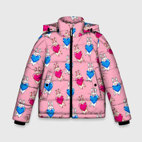 Зимняя куртка для мальчиков 3D с принтом Love Bunny в Новосибирске, ткань верха — 100% полиэстер; подклад — 100% полиэстер, утеплитель — 100% полиэстер | длина ниже бедра, удлиненная спинка, воротник стойка и отстегивающийся капюшон. Есть боковые карманы с листочкой на кнопках, утяжки по низу изделия и внутренний карман на молнии. 

Предусмотрены светоотражающий принт на спинке, радужный светоотражающий элемент на пуллере молнии и на резинке для утяжки | Тематика изображения на принте: 14 февраля | baby | bunny | kawaii | love | love is | love you | rabbit | валентинка | влюбленные | девушка | жена | животные | зайчики | заяц | игрушка | кавайный | кролик | лучшая | любимая | люблю | любовь | малыш | подарок