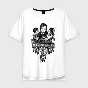 Мужская футболка хлопок Oversize с принтом Bioshock The Little SIsters в Новосибирске, 100% хлопок | свободный крой, круглый ворот, “спинка” длиннее передней части | big daddy | bioshock infinite | little sister | биошок | большой папочка | винтаж | ретро | сестра