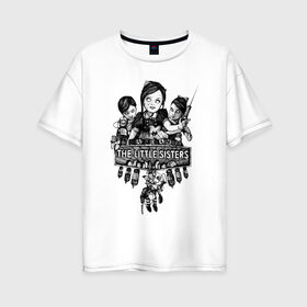 Женская футболка хлопок Oversize с принтом Bioshock The Little SIsters в Новосибирске, 100% хлопок | свободный крой, круглый ворот, спущенный рукав, длина до линии бедер
 | big daddy | bioshock infinite | little sister | биошок | большой папочка | винтаж | ретро | сестра