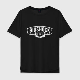 Мужская футболка хлопок Oversize с принтом Bioshock Infinite Logo в Новосибирске, 100% хлопок | свободный крой, круглый ворот, “спинка” длиннее передней части | Тематика изображения на принте: big daddy | bioshock infinite | little sister | биошок | большой папочка | винтаж | ретро | сестра