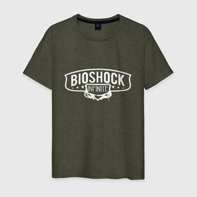 Мужская футболка хлопок с принтом Bioshock Infinite Logo в Новосибирске, 100% хлопок | прямой крой, круглый вырез горловины, длина до линии бедер, слегка спущенное плечо. | Тематика изображения на принте: big daddy | bioshock infinite | little sister | биошок | большой папочка | винтаж | ретро | сестра