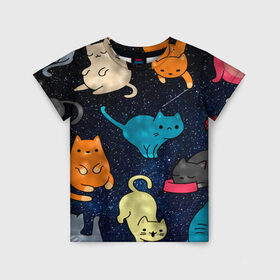 Детская футболка 3D с принтом Космические котики в Новосибирске, 100% гипоаллергенный полиэфир | прямой крой, круглый вырез горловины, длина до линии бедер, чуть спущенное плечо, ткань немного тянется | Тематика изображения на принте: cat | cats | cosmos | kitten | mem | memes | rose | roses | глаза | глазки | киска | космос | кот | котёнок | котик | котики | котэ | котята | кошак | кошка | кошки | красивая | мем | мемчики | милая | прикольная | розы | светлая