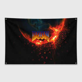 Флаг-баннер с принтом DOOM MARS в Новосибирске, 100% полиэстер | размер 67 х 109 см, плотность ткани — 95 г/м2; по краям флага есть четыре люверса для крепления | doom | doom eternal | game | tegunvteg | демоны | дум | думгай | игры | марс | планета