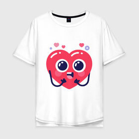 Мужская футболка хлопок Oversize с принтом Сердце в Новосибирске, 100% хлопок | свободный крой, круглый ворот, “спинка” длиннее передней части | heart | holidays | valentines day | день святого валентина | праздники | сердце