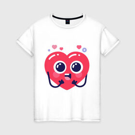 Женская футболка хлопок с принтом Сердце в Новосибирске, 100% хлопок | прямой крой, круглый вырез горловины, длина до линии бедер, слегка спущенное плечо | heart | holidays | valentines day | день святого валентина | праздники | сердце