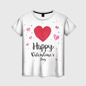 Женская футболка 3D с принтом Valentines Day в Новосибирске, 100% полиэфир ( синтетическое хлопкоподобное полотно) | прямой крой, круглый вырез горловины, длина до линии бедер | heart | holidays | valentines day | день святого валентина | надписи | праздники | сердце