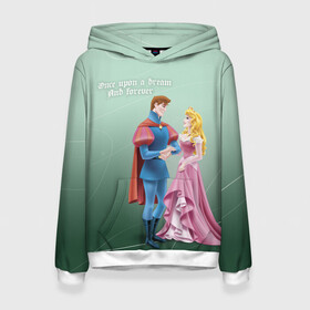 Женская толстовка 3D с принтом Sleeping Beauty & Prince в Новосибирске, 100% полиэстер  | двухслойный капюшон со шнурком для регулировки, мягкие манжеты на рукавах и по низу толстовки, спереди карман-кенгуру с мягким внутренним слоем. | aurora | cartoon | couple | disney | love | prince phillip | princess | princess aurora | sleeping beauty | valentine | valentines day | аврора | валентин | день святого валентина | любовь | принц