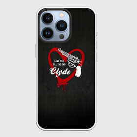 Чехол для iPhone 13 Pro с принтом Clyde в Новосибирске,  |  | barrow | bonnie | clyde | love you till the end | parker | бони | бони и клайд | бонни | для влюбленных | клайд | кровь | любовь | парные | пистолет | револьвер | сердце