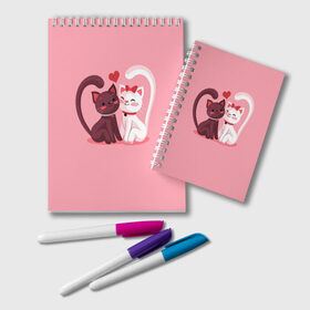 Блокнот с принтом Happy Valentines Day в Новосибирске, 100% бумага | 48 листов, плотность листов — 60 г/м2, плотность картонной обложки — 250 г/м2. Листы скреплены удобной пружинной спиралью. Цвет линий — светло-серый
 | angel | cat | cats | cupid | day | happy | heart | love | rose | valentine | valentines | ангел | валентин | валентина | валентинка | день | кошки | купидон | любовь | святого | святой | сердце