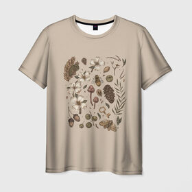 Мужская футболка 3D с принтом Ботаника Goblincore в Новосибирске, 100% полиэфир | прямой крой, круглый вырез горловины, длина до линии бедер | goblincore | абстракция | алхимик | аниме | арт | ботаника | мумми троли | пейзаж | природа | растения | руны | эзотерика | эстетика