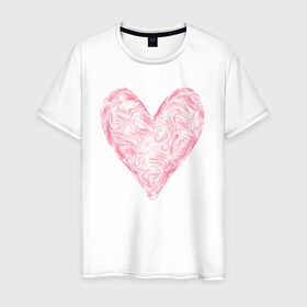 Мужская футболка хлопок с принтом Сердце (День святого Валентина в Новосибирске, 100% хлопок | прямой крой, круглый вырез горловины, длина до линии бедер, слегка спущенное плечо. | day | heart | love | romantic | valentine | valentines | амур | валентина | влюбленные | влюбленных | всех | день | купидон | любовь | романтика | романтичность | святого | сердечки | сердечко | сердце